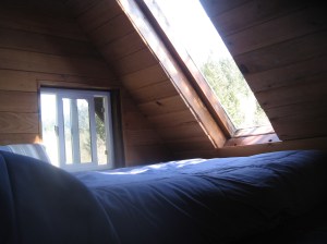 Cedar Creek treehouse, loft, beds, windows, IMG_1231