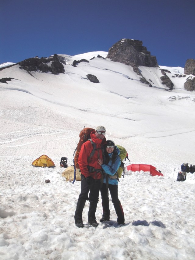 Mt Rainier, Jo and Jim, Camp Muir, 2 shot, 1.31.12