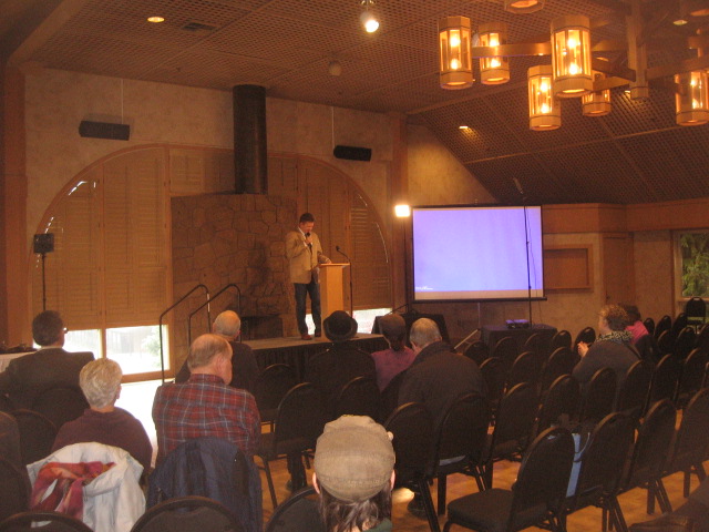 Conference, 2018, Eric giving his introductory talk, distant shot